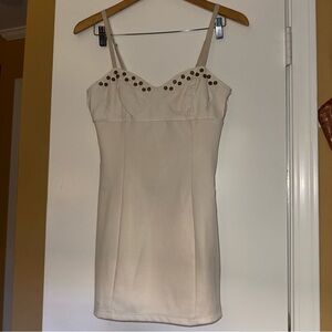 Cream Studded Mini Dress